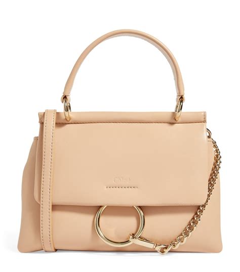 Chloe Small Leather Faye Bag in Pearl Beige 